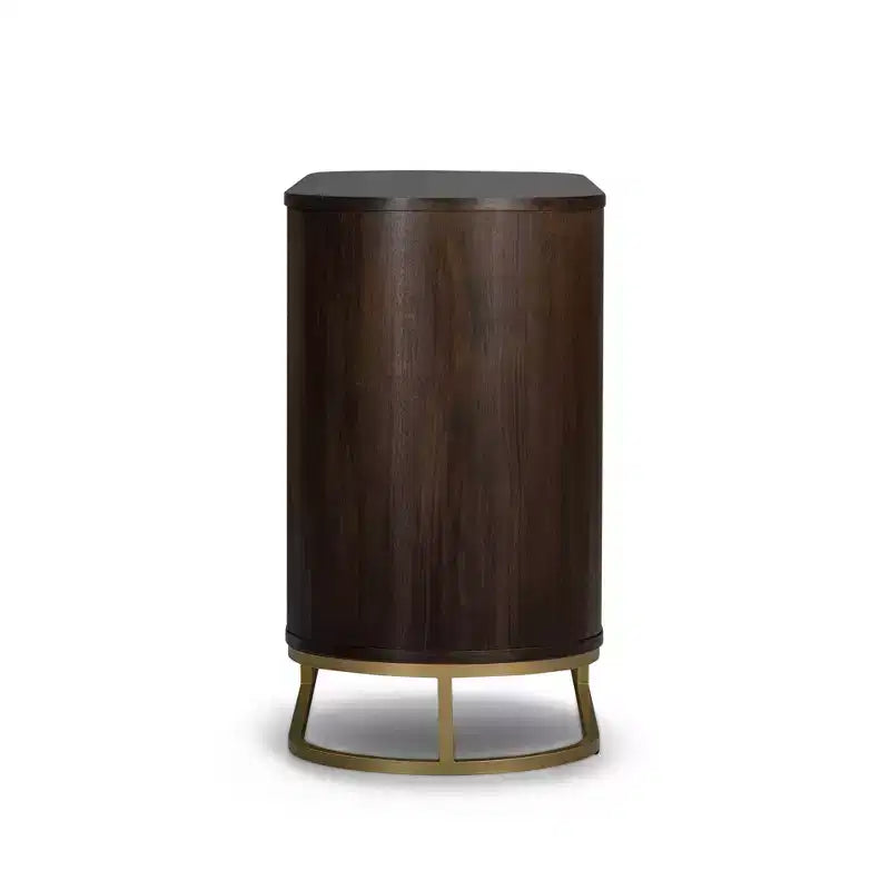 Cómoda moderna com 6 gavetas, design de bordo natural, base metálica e construção durável em madeira mista