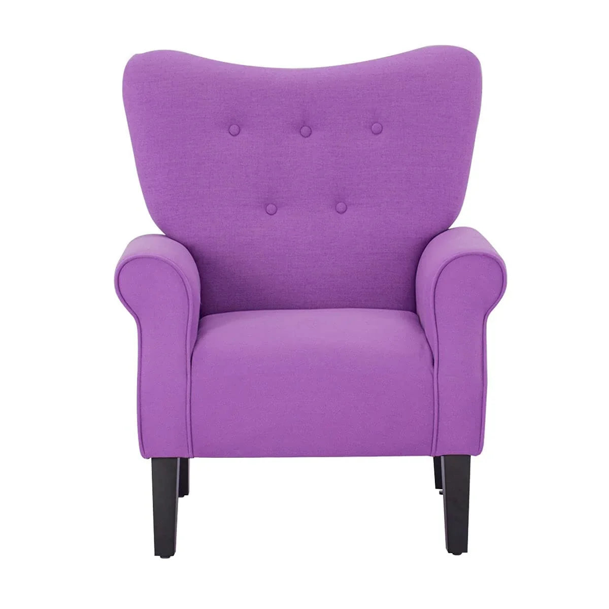 Fauteuil d’appoint moderne Erommy, fauteuil à dossier haut, canapé une place en tissu rembourré avec boutons et pieds en bois pour le salon