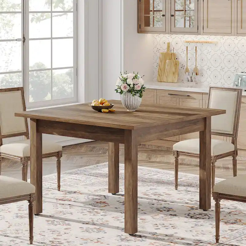 39.4 Inches Square 2-4 People Dining Table with Solid Wood Legs for Living Room Dining Room