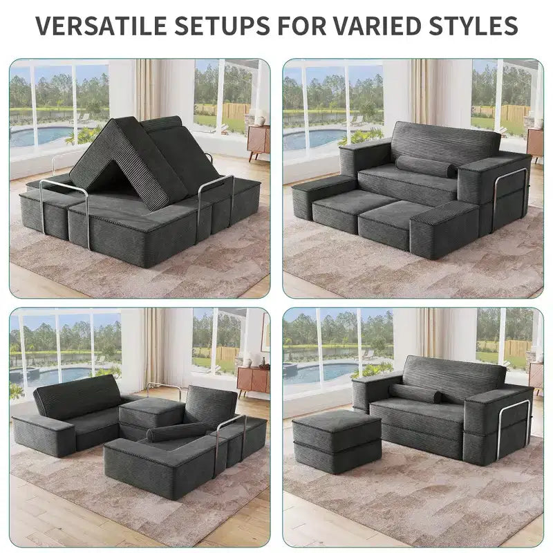 Sofá modular Cloud convertível, sofá modular confortável de veludo cotelê, sofá confortável com assento profundo e almofadas altas, fácil de montar