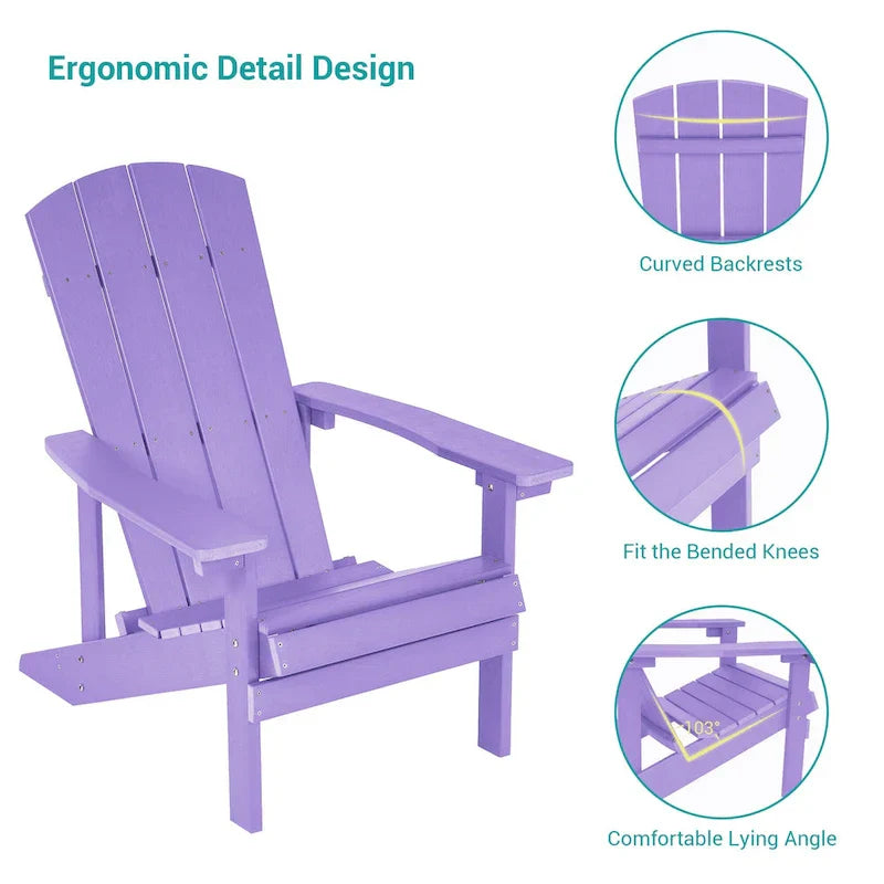 Conjunto de 4 cadeiras Adirondack de exterior em madeira resistente às intempéries Bonosuki