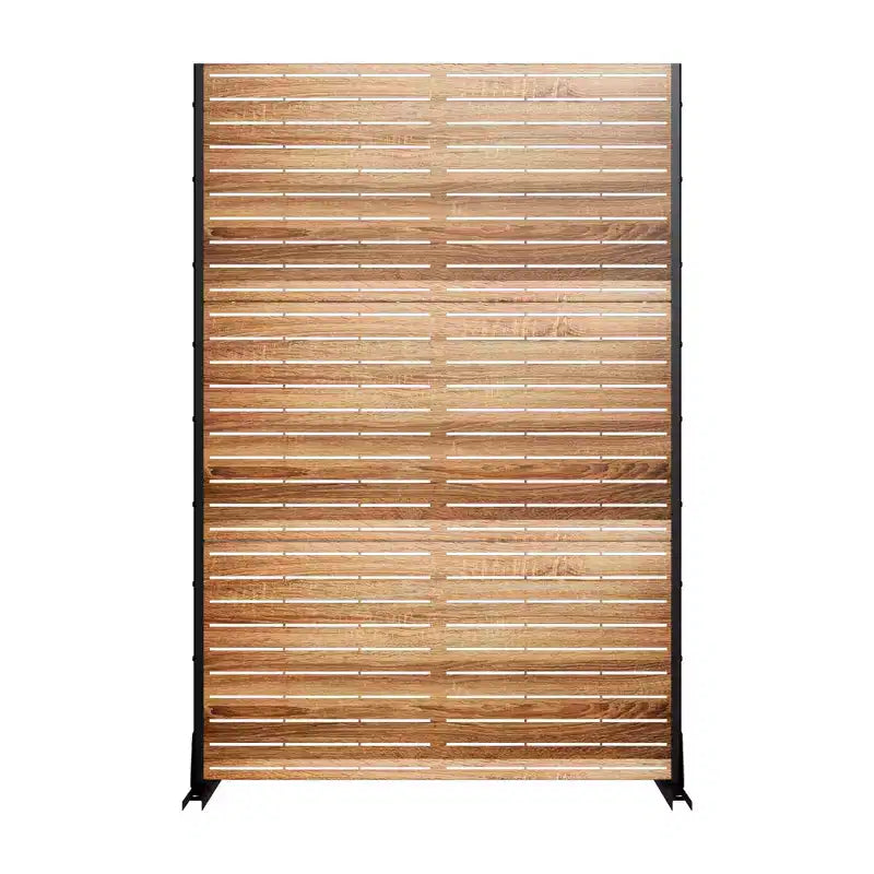 MAYEERTY Divisorio da 72 pollici con struttura zincata, pannello in legno effetto venatura, schermo per la privacy, recinzione da giardino o patio, beige