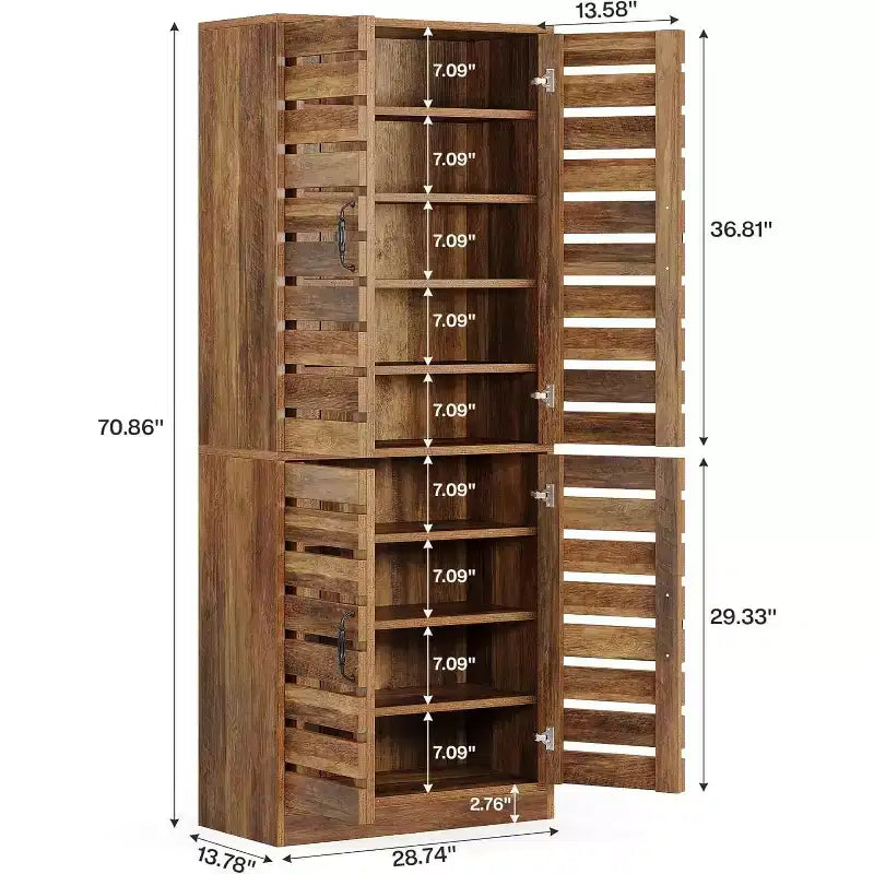 Sapateira alta Lantine de 70.8 com portas de persiana, armário vertical para arrumação de calçado com 9 níveis e espaço para 27 pares