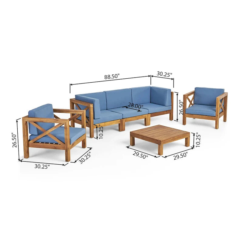 Set da conversazione da esterno Brava in legno di acacia, 6 pezzi, di Christopher Knight Home