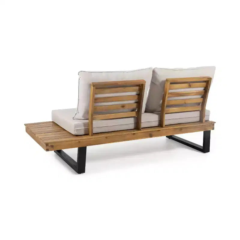 Conjunto de sofá modular de exterior em L, conjunto de lazer para pátio, conjunto de assentos para convívio no jardim com mesa de centro e almofada resistente à água - ModernLuxe