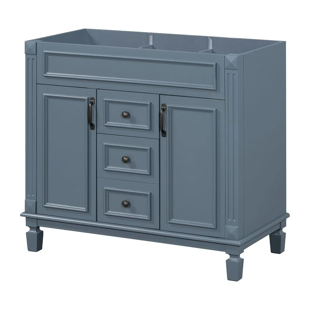 Moderne badkamermeubelset van 36 inch met wastafelblad, spiegelkast, 2 deuren en 2 laden