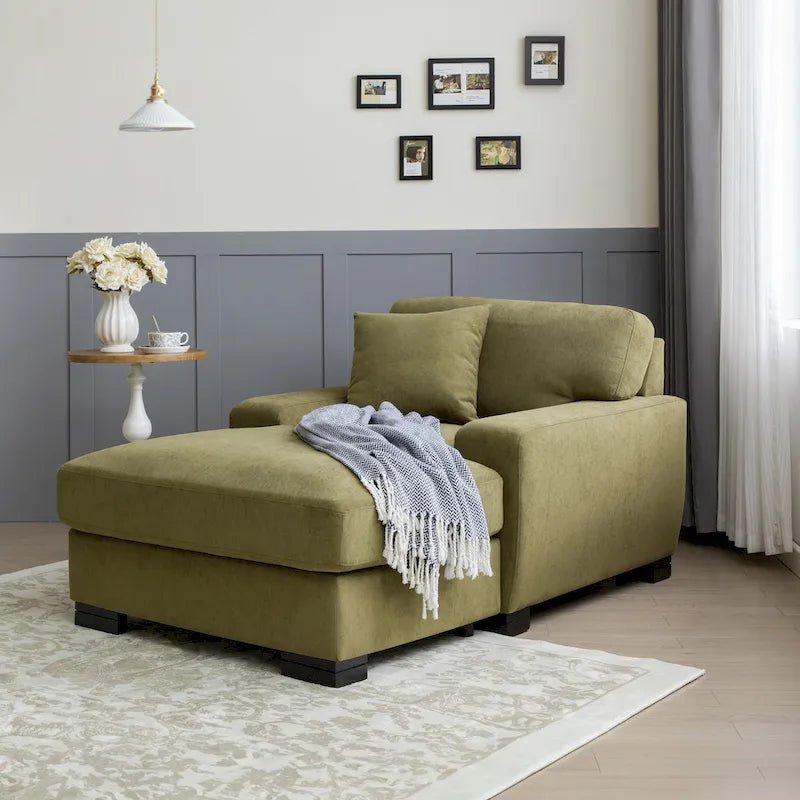 Sofá-cama moderno de meados do século, extragrande, com chaise longue e almofada