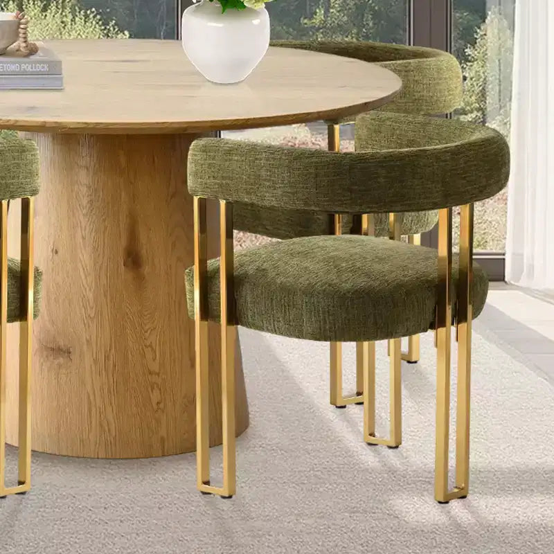 Rozkládací kulatá až oválná jídelní souprava se 4 sametovými křesílky, moderní design s podstavcem, pro až 8 osob-Panipeachy