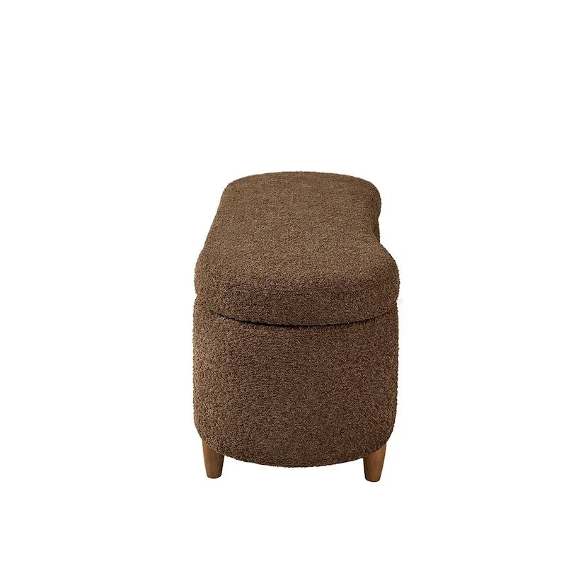 Banco de arrumação INK+IVY Bailey em bouclé taupe com tampo rebatível