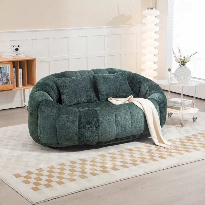 GDFStudio - Divano relax Laurel in ciniglia a 2 posti con schiuma ad alta densità e comfort extra-large
