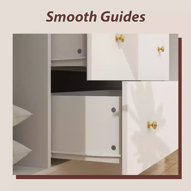 Hitow Kleiderschrank mit 2 großen Schubladen, mittlerem Hängeregal und Spiegel im minimalistischen Stil