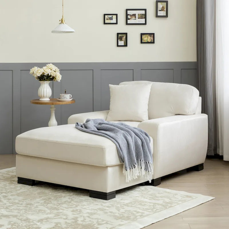 Sofá-cama moderno de meados do século, extragrande, com chaise longue e almofada