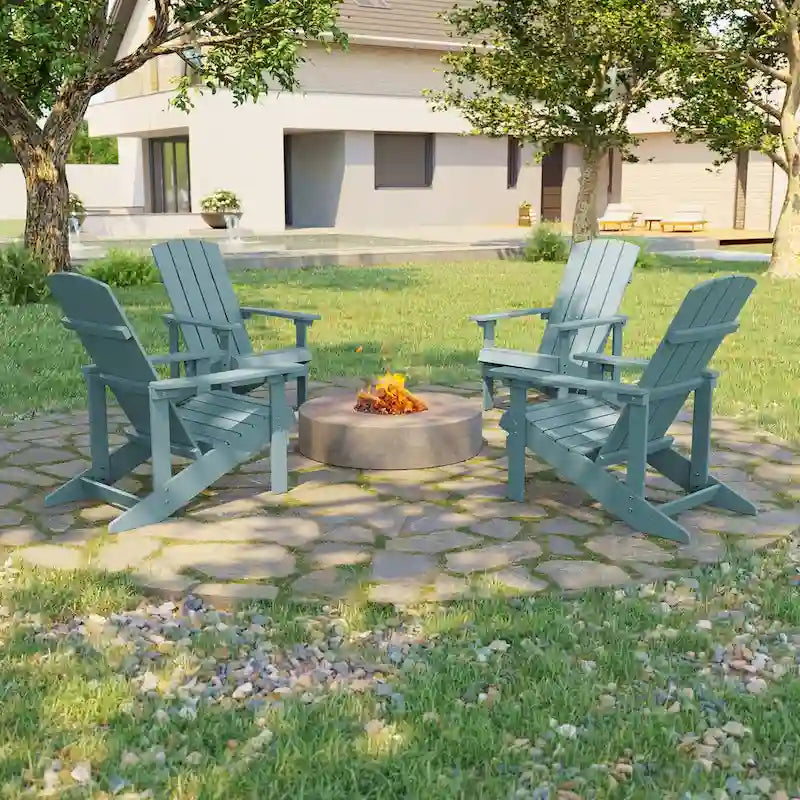 Conjunto de 4 cadeiras Adirondack de exterior em madeira resistente às intempéries Bonosuki