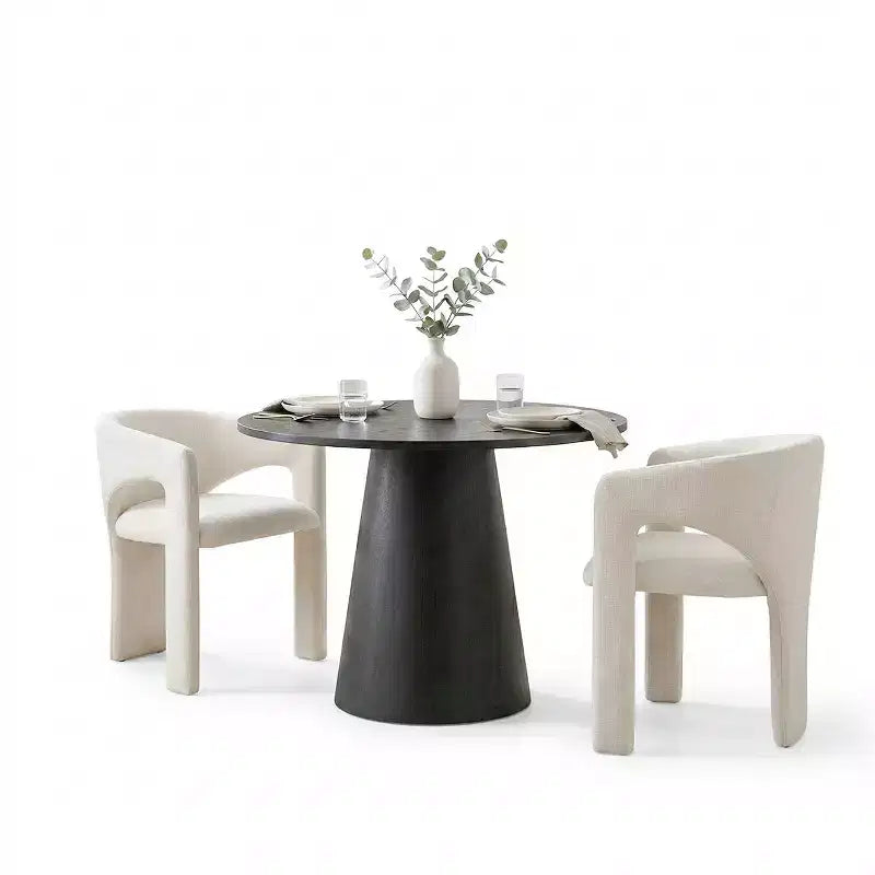 Ensemble de petite table à manger pour 2 personnes, chaises rembourrées beiges, table ronde à piètement central, mobilier de cuisine moderne et compact-Panipeachy