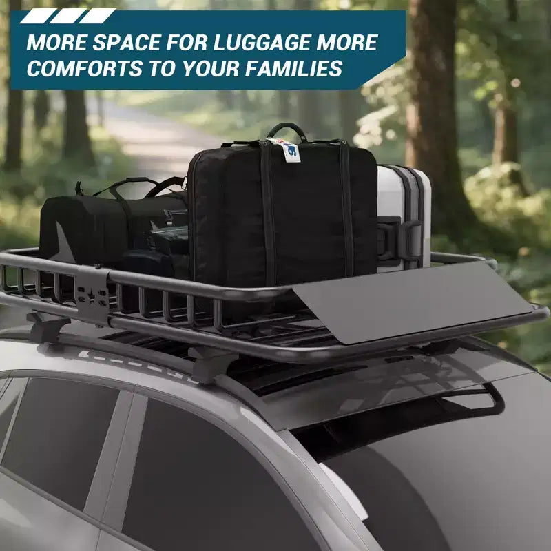 Panier de toit universel avec extension, porte-bagages de toit noir pour SUV, capacité de 250 lb