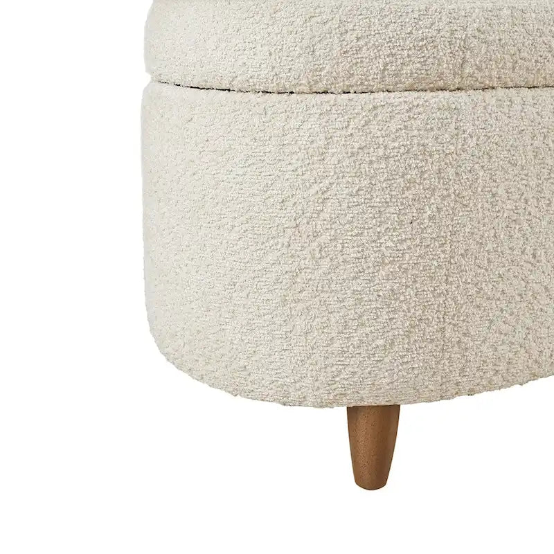 Banco de arrumação INK+IVY Bailey em bouclé taupe com tampo rebatível