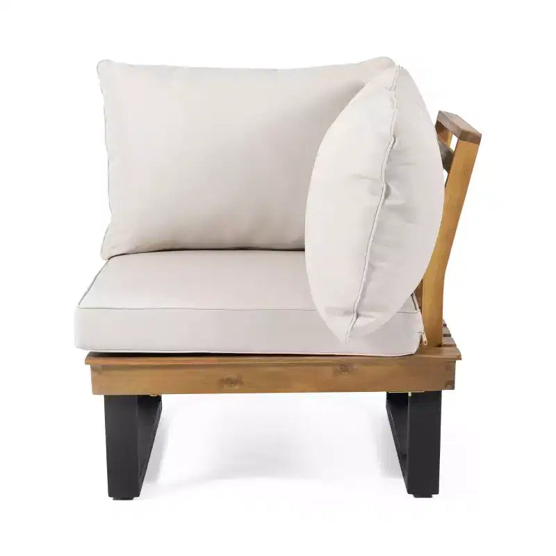 Conjunto de sofá modular de exterior em L, conjunto de lazer para pátio, conjunto de assentos para convívio no jardim com mesa de centro e almofada resistente à água - ModernLuxe