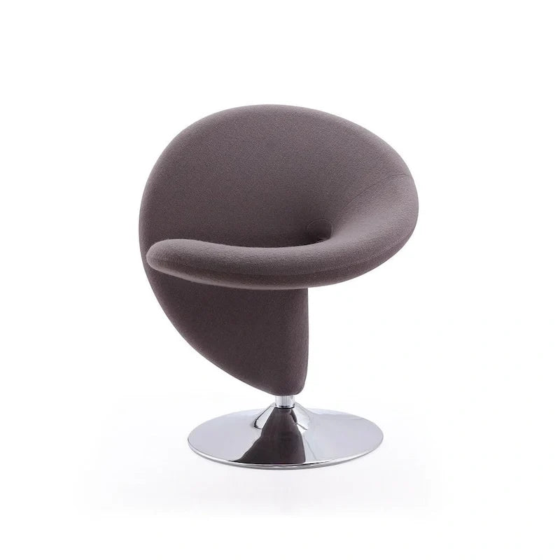 Manhattan Comfort Curl drehbarer Akzentstuhl aus Wollmischgewebe mit Chromgestell (2er-Set)