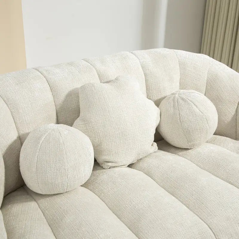 Witte chenille loungefauteuil van 63,78 met schuim met hoge dichtheid