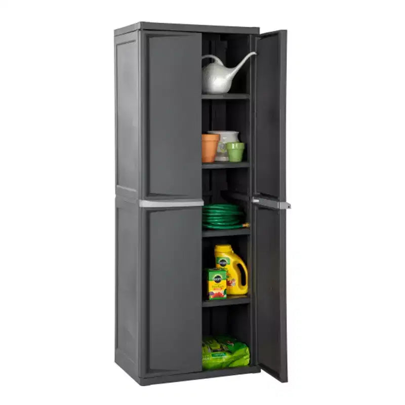 Set da 2 contenitori organizzatori Sterilite regolabili per garage, con 4 ripiani, grigio