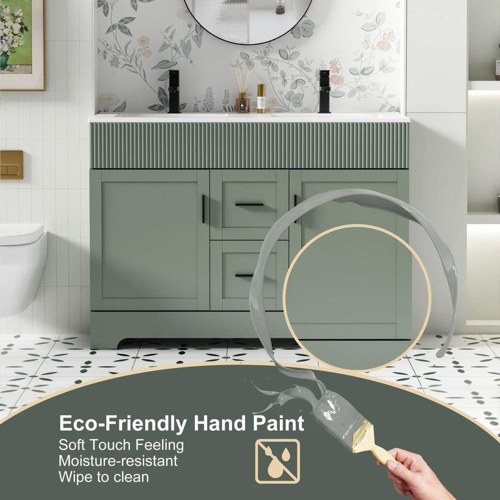 Wavy Line 30/36/48 Bathroom Vanity Set with Sink & Faucet