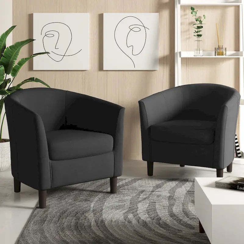 Conjunto de 2 cadeirões de destaque modernos em linho, estilo barril, com braços