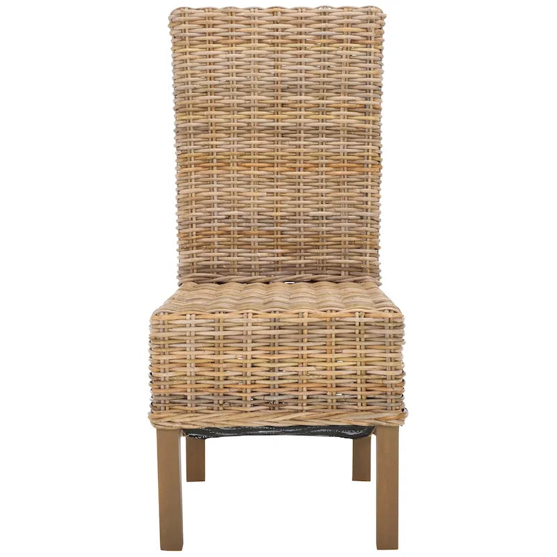 Set aus 2 Esszimmerstühlen aus natürlichem Flechtwerk, 19 B × 22 T × 41 H, Boho-Küstenstil