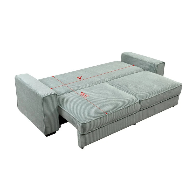 Sofá-cama grande Roomfitters com arrumação, sofá moderno de 3 lugares, sofá com encosto estofado para espaços pequenos
