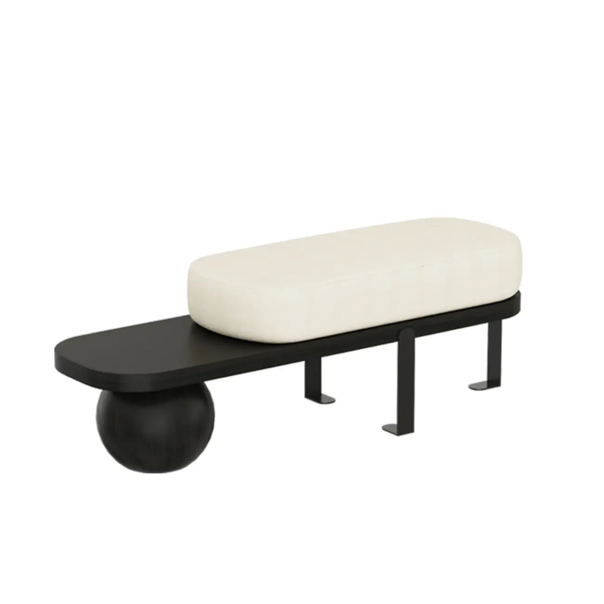 Panca corta moderna in legno con imbottitura beige
