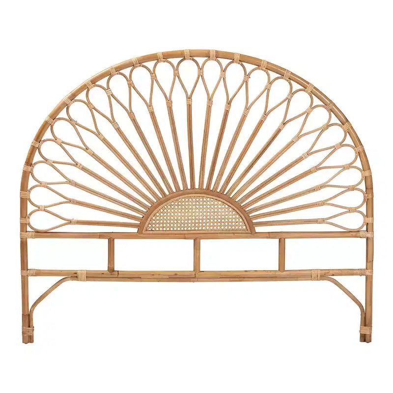 Cabeceira de cama em rattan natural, castanho