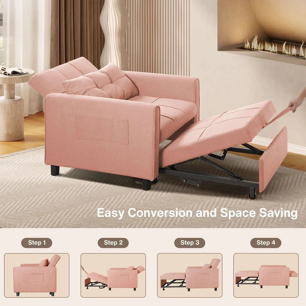 Sofá-cama ajustável 3 em 1, sofá-cadeira extraível, cama dobrável convertível para a sala de estar