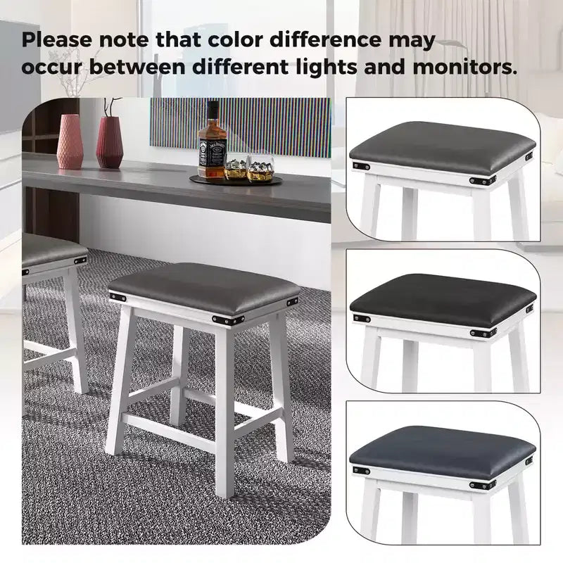 Set di 2 sgabelli da bar da pranzo 24'' con seduta imbottita e struttura in legno altezza bancone, colore marrone/bianco