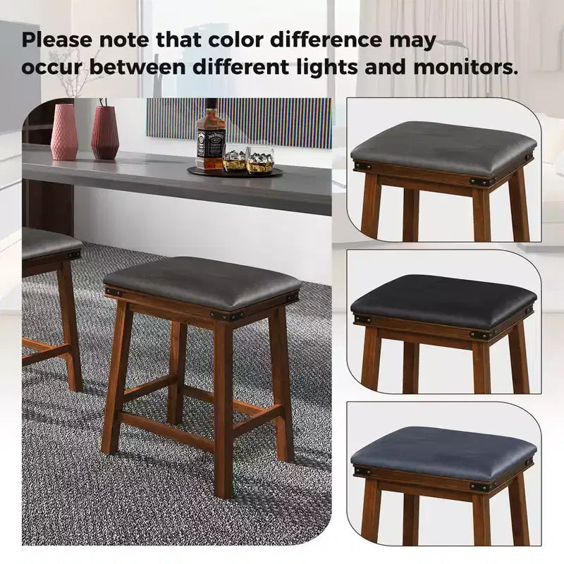 Set di 2 sgabelli da bar da pranzo 24'' con seduta imbottita e struttura in legno altezza bancone, colore marrone/bianco