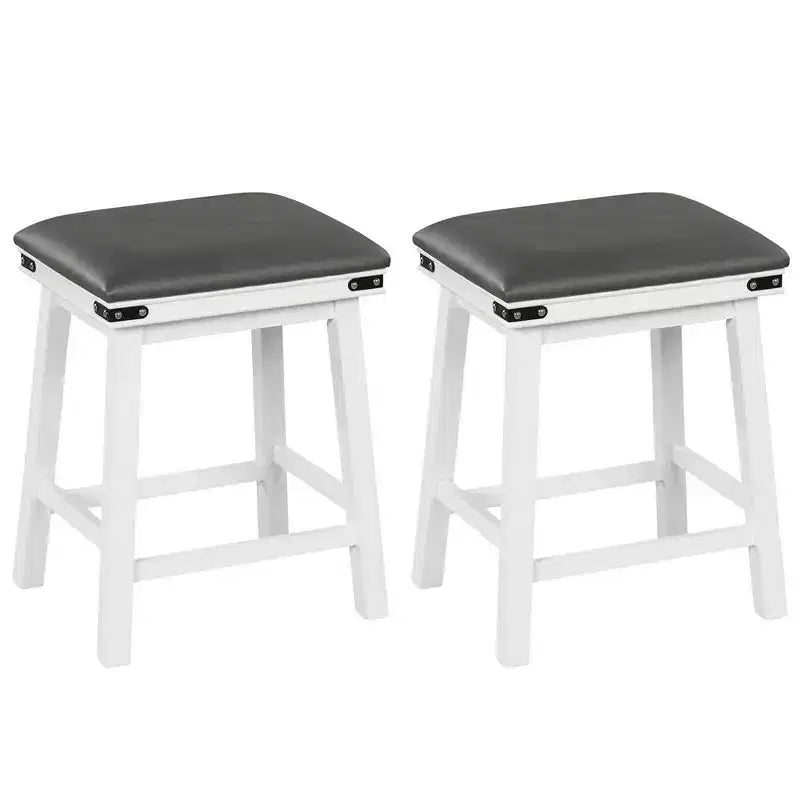 Set di 2 sgabelli da bar da pranzo 24'' con seduta imbottita e struttura in legno altezza bancone, colore marrone/bianco