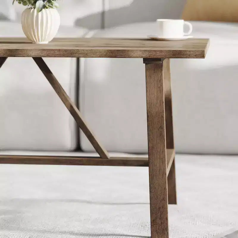 Tavolino da caffè Eli in legno massello stile rustico