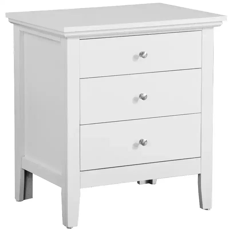Comodino Hammond bianco a 3 cassetti