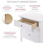 Comodino Hammond bianco a 3 cassetti