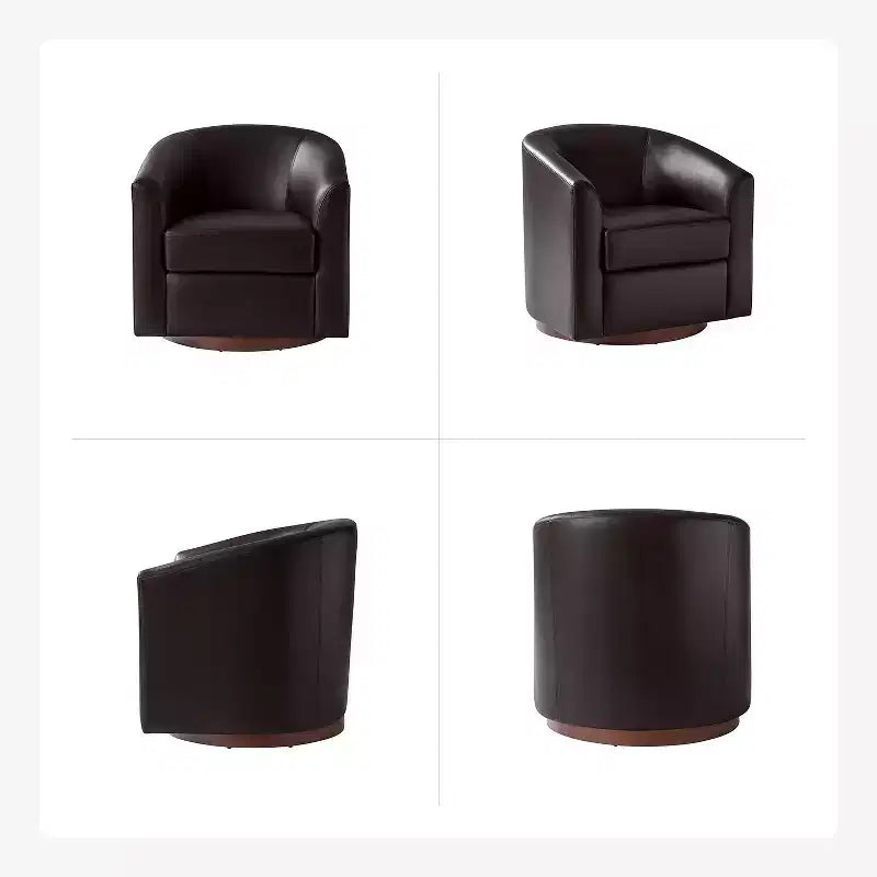 Set di 2 sedie moderne girevoli a barilotto Jessie da 30,5 pollici di larghezza in similpelle con base in legno massello|ART OF LIVING DESIGNS