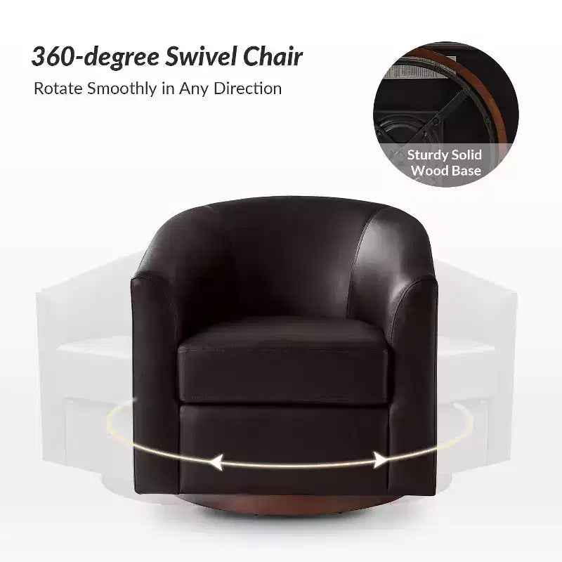Set di 2 sedie moderne girevoli a barilotto Jessie da 30,5 pollici di larghezza in similpelle con base in legno massello|ART OF LIVING DESIGNS
