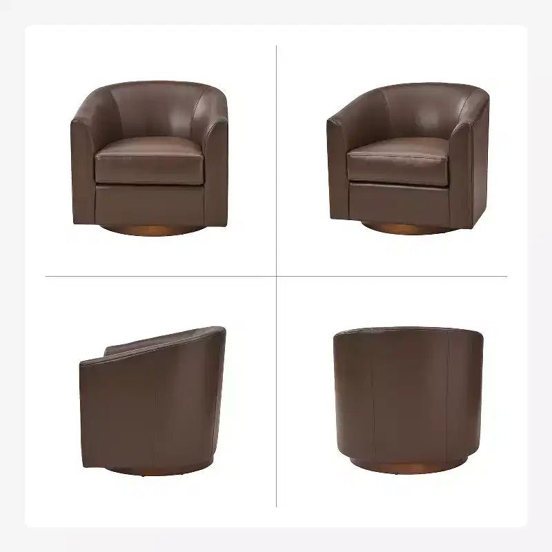 Set di 2 sedie moderne girevoli a barilotto Jessie da 30,5 pollici di larghezza in similpelle con base in legno massello|ART OF LIVING DESIGNS