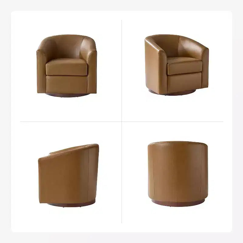 Set di 2 sedie moderne girevoli a barilotto Jessie da 30,5 pollici di larghezza in similpelle con base in legno massello|ART OF LIVING DESIGNS