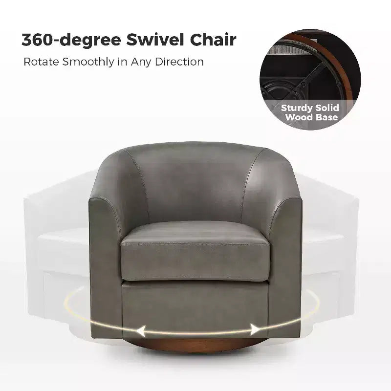 Set di 2 sedie moderne girevoli a barilotto Jessie da 30,5 pollici di larghezza in similpelle con base in legno massello|ART OF LIVING DESIGNS