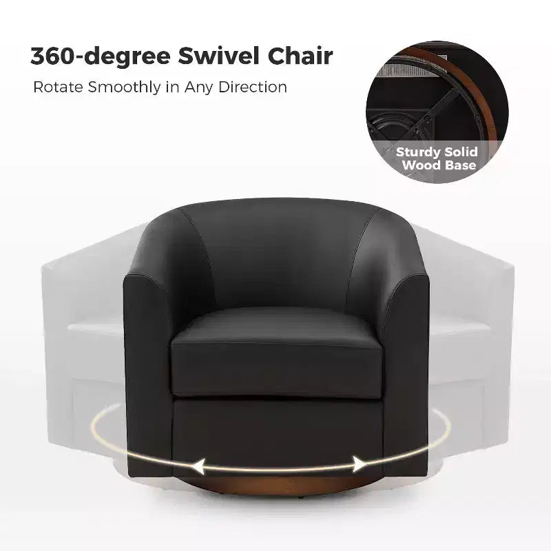 Set di 2 sedie moderne girevoli a barilotto Jessie da 30,5 pollici di larghezza in similpelle con base in legno massello|ART OF LIVING DESIGNS