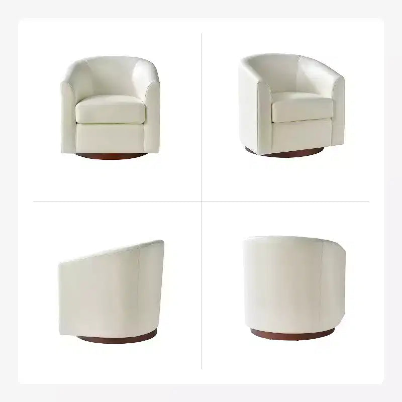 Set di 2 sedie moderne girevoli a barilotto Jessie da 30,5 pollici di larghezza in similpelle con base in legno massello|ART OF LIVING DESIGNS