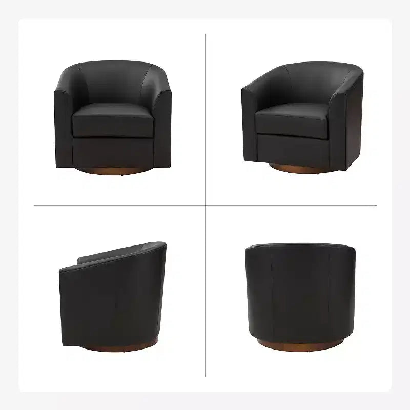 Set di 2 sedie moderne girevoli a barilotto Jessie da 30,5 pollici di larghezza in similpelle con base in legno massello|ART OF LIVING DESIGNS