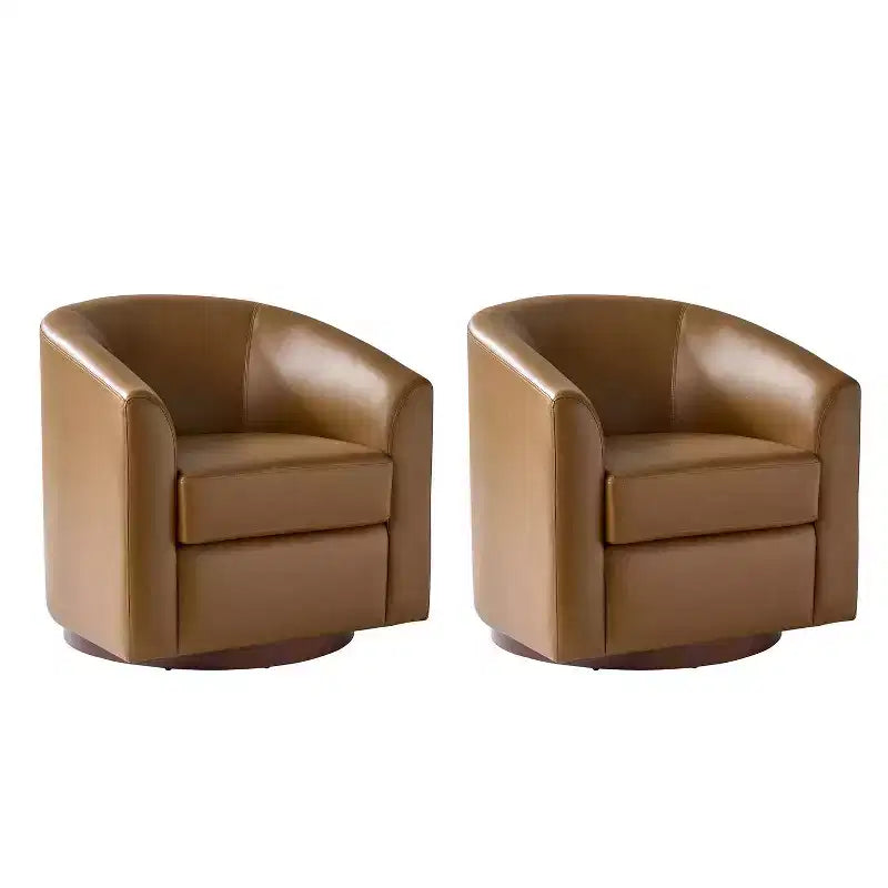 Set di 2 sedie moderne girevoli a barilotto Jessie da 30,5 pollici di larghezza in similpelle con base in legno massello|ART OF LIVING DESIGNS