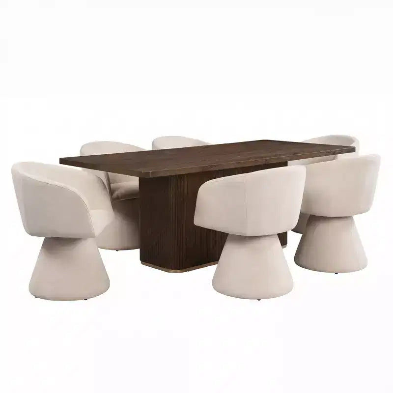 Conjunto de jantar moderno de madeira e metal Christopher Knight Home Yodsak com 7 peças e cadeiras giratórias a 180