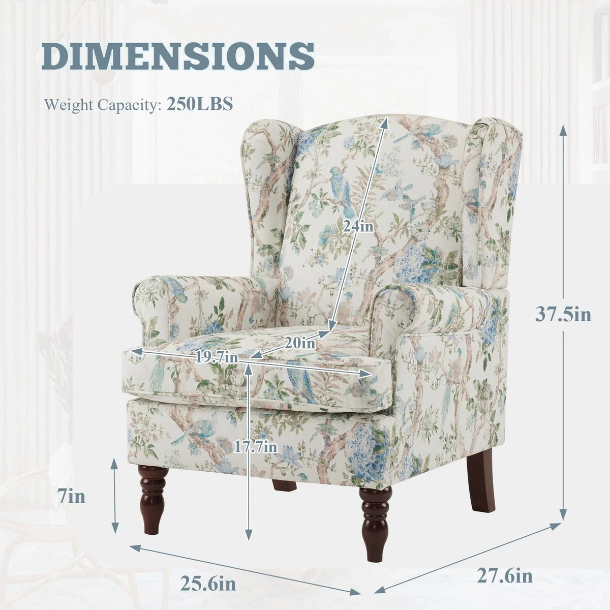 Fauteuil d’appoint moderne Erommy, fauteuil à dossier haut, canapé une place en tissu rembourré avec boutons et pieds en bois pour le salon