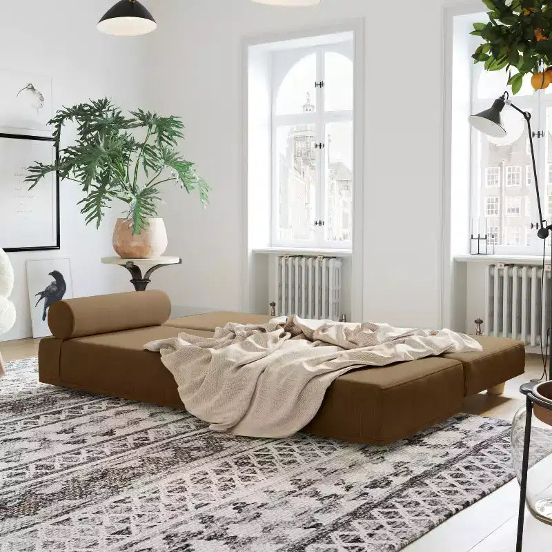 Letto da giorno / divano letto pieghevole matrimoniale - Microvelvet
