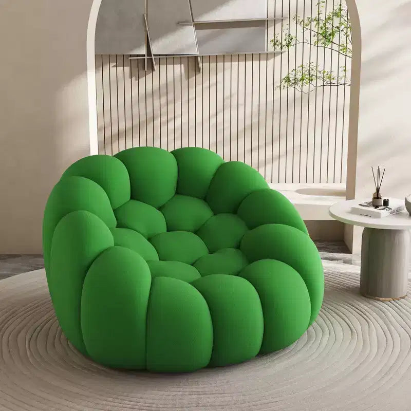 Sofá de chão Bubble de 47 polegadas com design curvo, cadeira tipo pufe 3D para a sala de estar, verde
